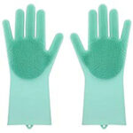 2 Guantes Silicona Esponja Lavaplatos Mascota Gato-Perro