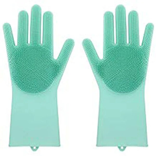 2 Guantes Silicona Esponja Lavaplatos Mascota Gato-Perro