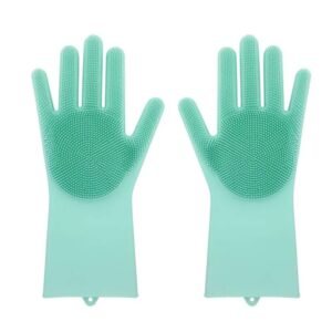 2 Guantes Silicona Esponja Lavaplatos Mascota Gato-Perro