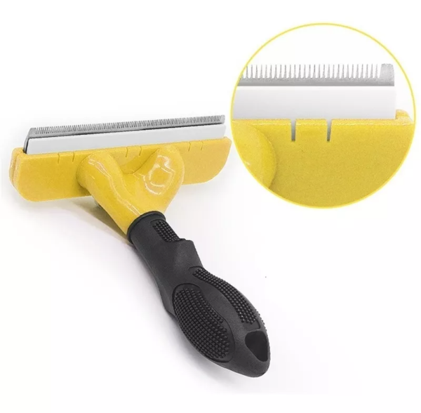 Cepillo Deslanador Para Perros Con Cuchilla Metal Quita Pelo Color Amarillo